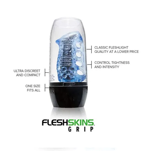 Male Sex Toys Fleshlight Fleshskins Grip Blue Ice With Case