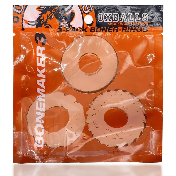 Male Sex Toys Oxballs Oxballs Bonemaker Cock Ring Set Clear 3 Pieces