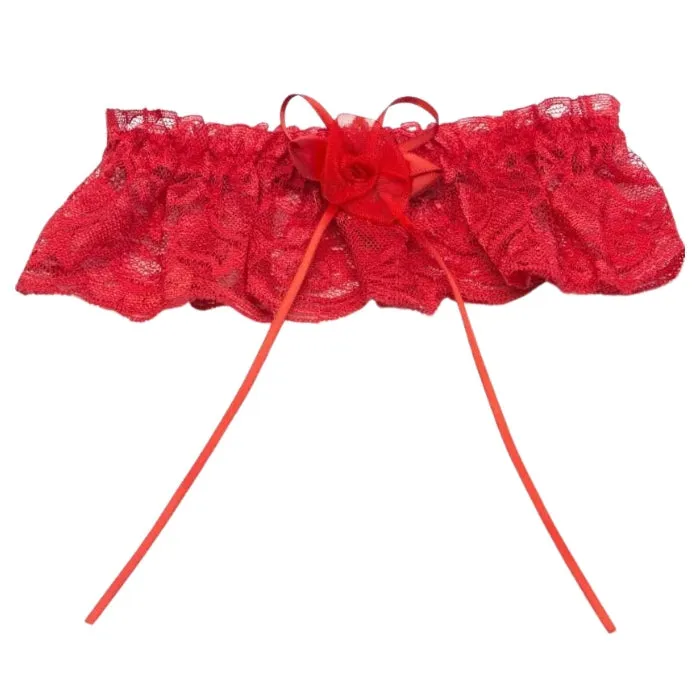 Satin Lace Garter Red SHR Vibrators