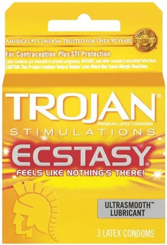 Trojan Ultra Ribbed Ecstasy 3 Pack Trojan Condoms Male Sex Toys