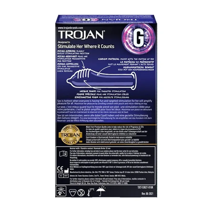 Vibrators Trojan Trojan GSpot Latex Condoms 10pack