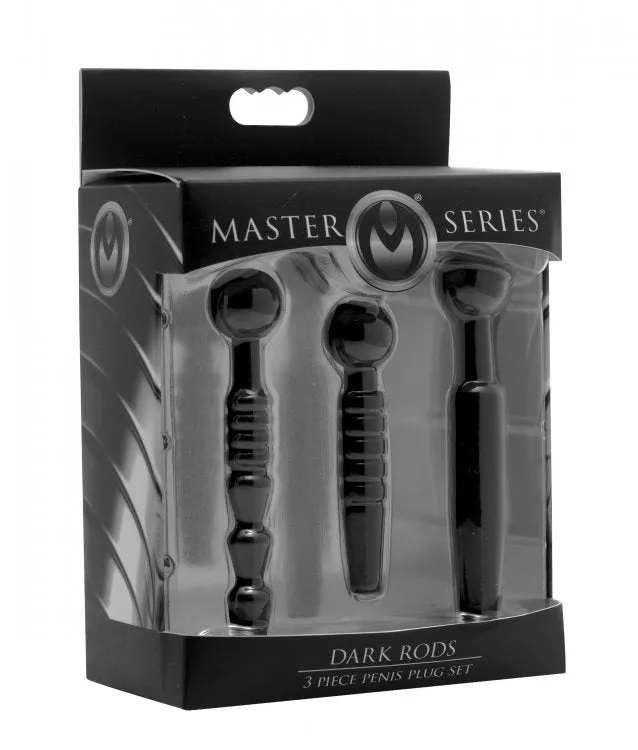 XR Brands Anal Master Series Dark Rods 3 Piece Penis Plug Set Silicone