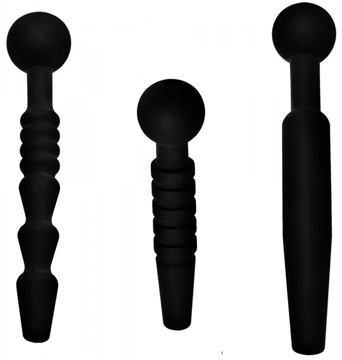 XR Brands Anal Master Series Dark Rods 3 Piece Penis Plug Set Silicone