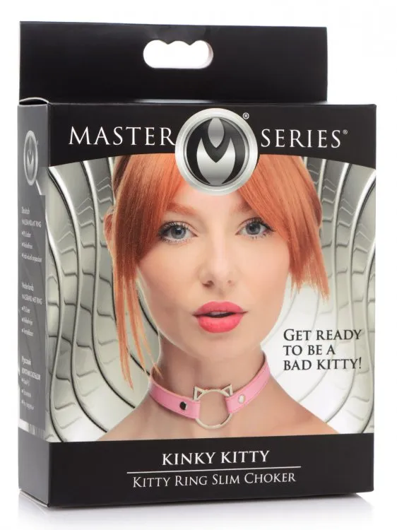 XR Brands Male Sex Toys Master Series Kinky Kitty Ring Slim Choker Pink