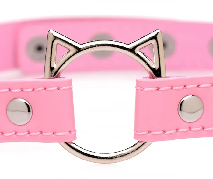 XR Brands Male Sex Toys Master Series Kinky Kitty Ring Slim Choker Pink