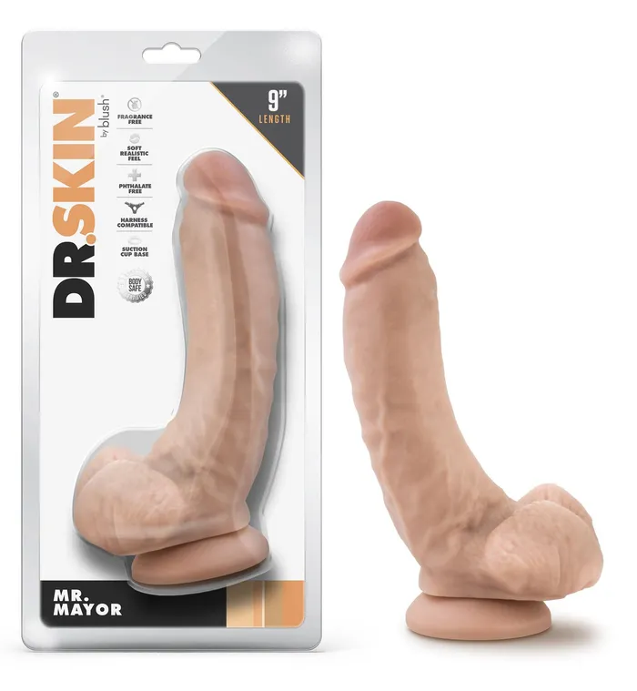 Blush Dildos Dr Skin Mr Mayor 9 Inch Dildo With Balls Beige