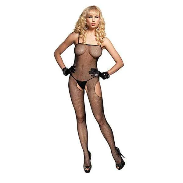 Bodystockings Playsuits Leg Avenue Fishnet Suspender One Size Black