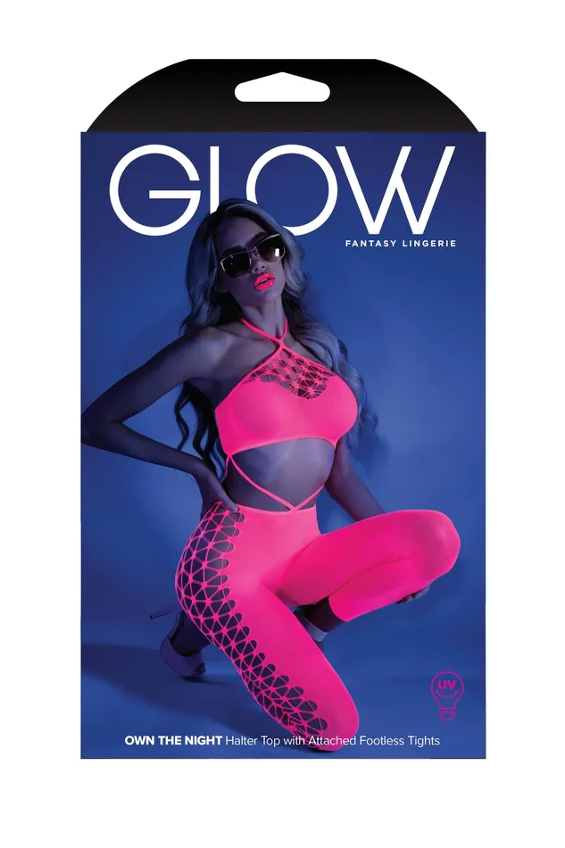 Bodystockings Playsuits Own the Night Bodystocking One Size Neon Pink Fantasy Lingerie