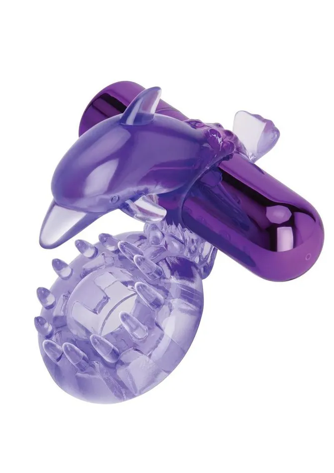 Bodywand Male Sex Toys Bodywand Rechargeable Dolphin Ring With Ticklers Purple