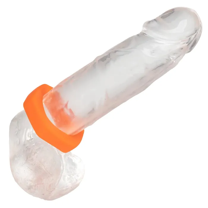 CalExotics Male Sex Toys Alpha Liquid Silicone Prolong Sexagon Ring Orange