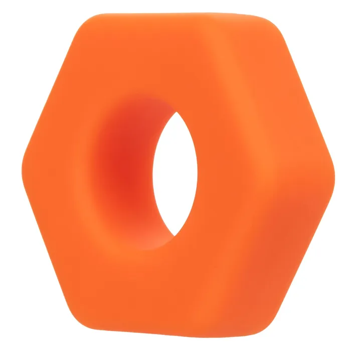 CalExotics Male Sex Toys Alpha Liquid Silicone Prolong Sexagon Ring Orange