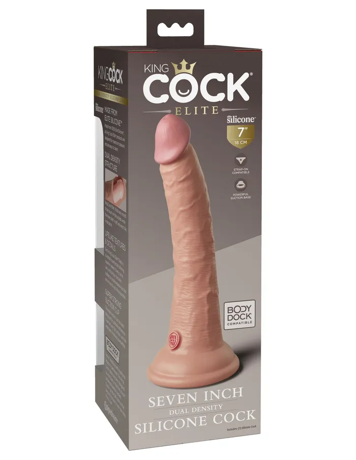 Dildos Pipedream King Cock Elite 7 Inch Silicone Dual Density Cock Light