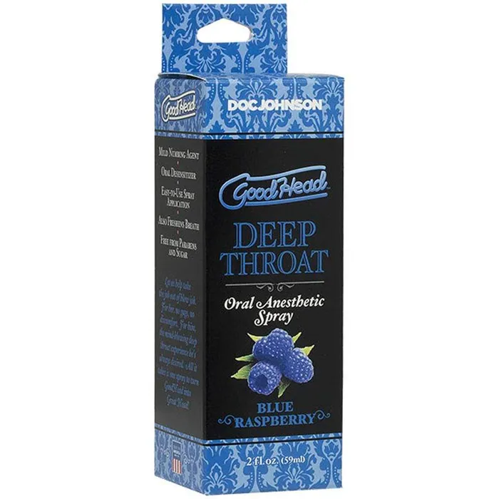 Doc Johnson Vibrators Goodhead Deep Throat Spray Blue Raspberry