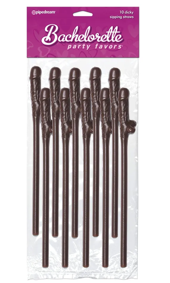 Female Sex Toys Pipedream Bachelorette Party Favors 10 Dicky Sipping Straws Brown