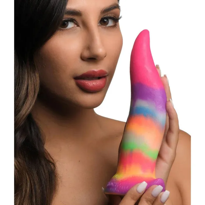 Female Sex Toys XR Brands Creature Cocks Unicorn Kiss Unicorn Tongue GlowintheDark Silicone Dildo