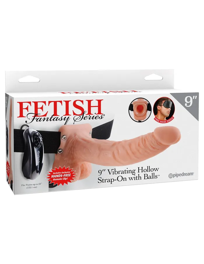 Fetish Fantasy Series 9 Inch Vibrating Hollow Strapon With Balls Flesh Pipedream Female Sex Toys