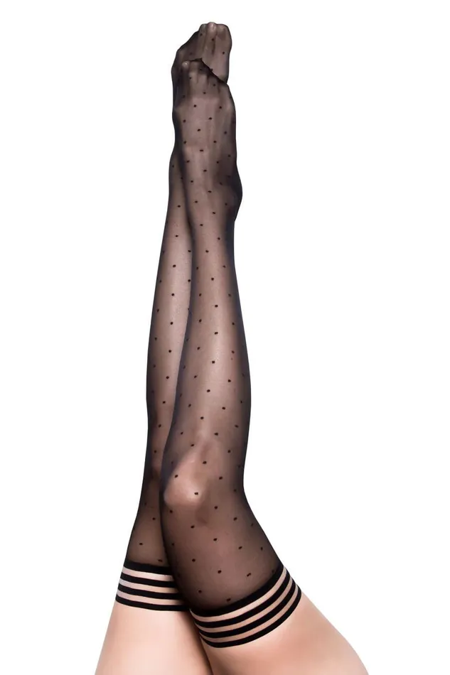 Kixies Anal Ally Polka Dot Thigh High Size C Black