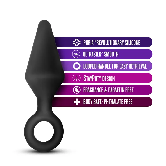 Male Sex Toys Blush Novelties Anal Adventures Platinum Silicone Loop Plug Large Black