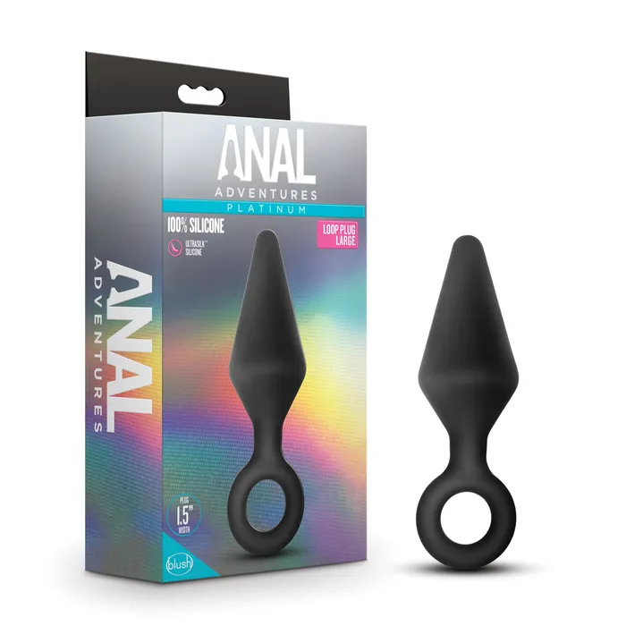 Male Sex Toys Blush Novelties Anal Adventures Platinum Silicone Loop Plug Large Black