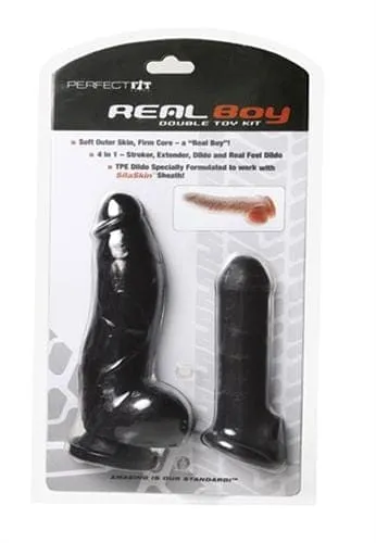 Perfect Fit Dildos Real Boy Double Toy Kit Black