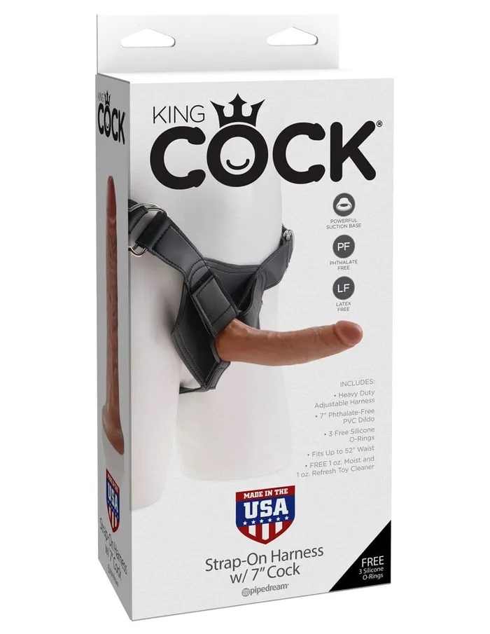 Pipedream King Cock Strapon Harness With 7 Cock Tan Female Sex Toys