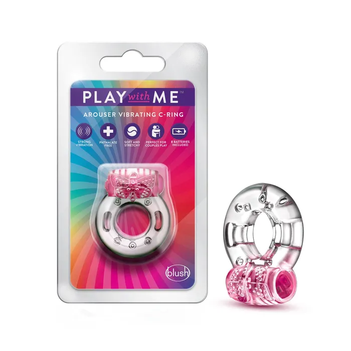 Play With Me Arouser Vibrating CRing Pink Blush Novelties Couples