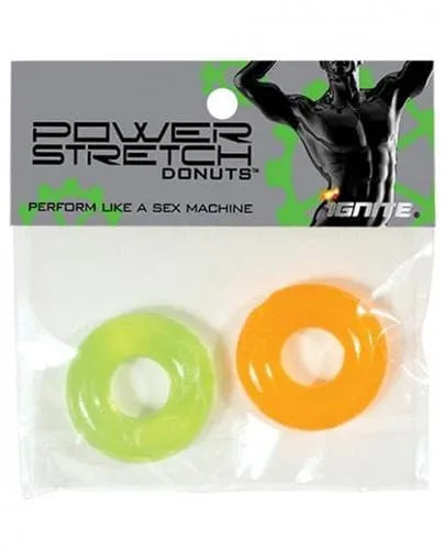 SI Novelties Power Stretch Donuts 2 Pack Orange and Green Male Sex Toys