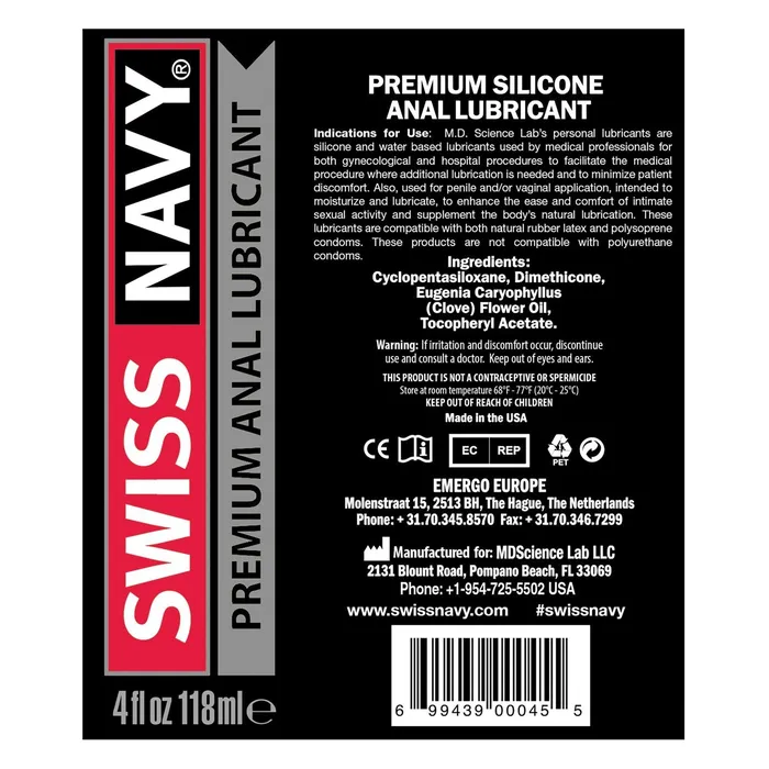 Swiss Navy Silicone Anal Lube MD Science Labs Male Sex Toys