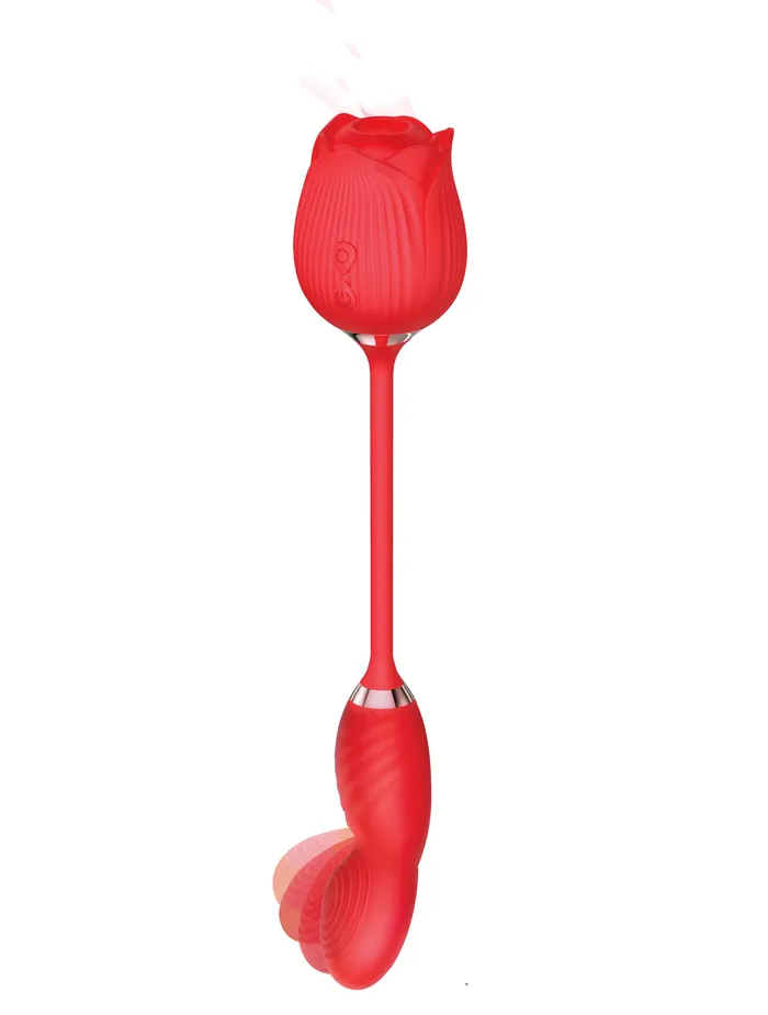 Vibrators Icon Brands Wild Rose Come Hither and Suction Red