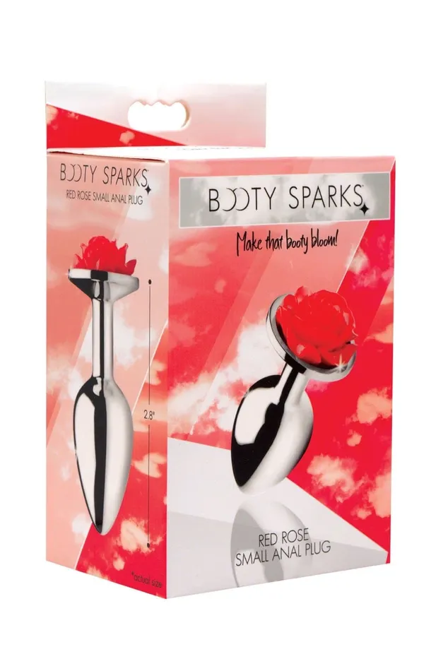 XR Brands Booty Sparks Male Sex Toys Red Rose Anal Plug Small