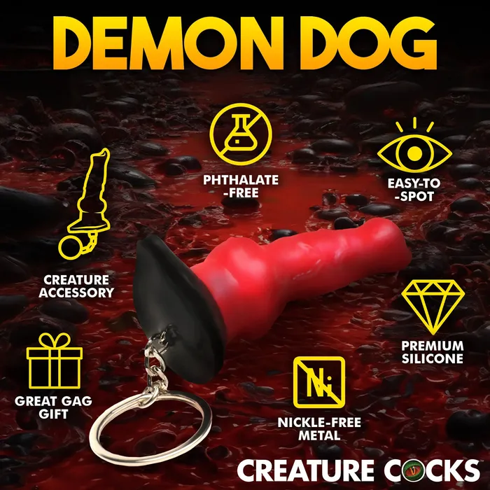 XR Brands Creature Cocks Vibrators Hell Hound Keychain Red