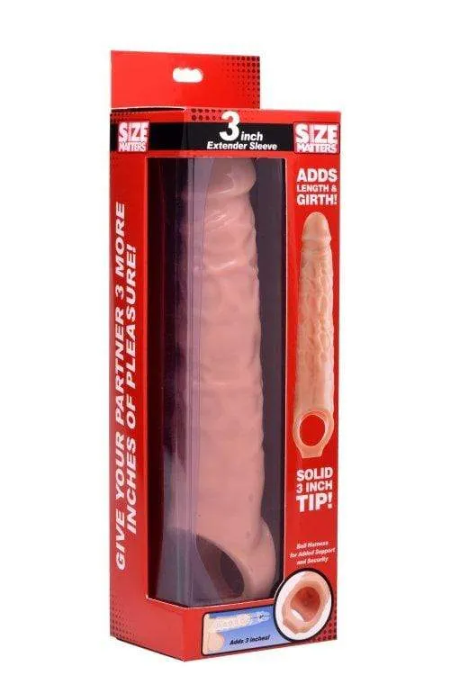 XR Brands Size Matters Dildos 3 Inch Extender Sleeve Flesh