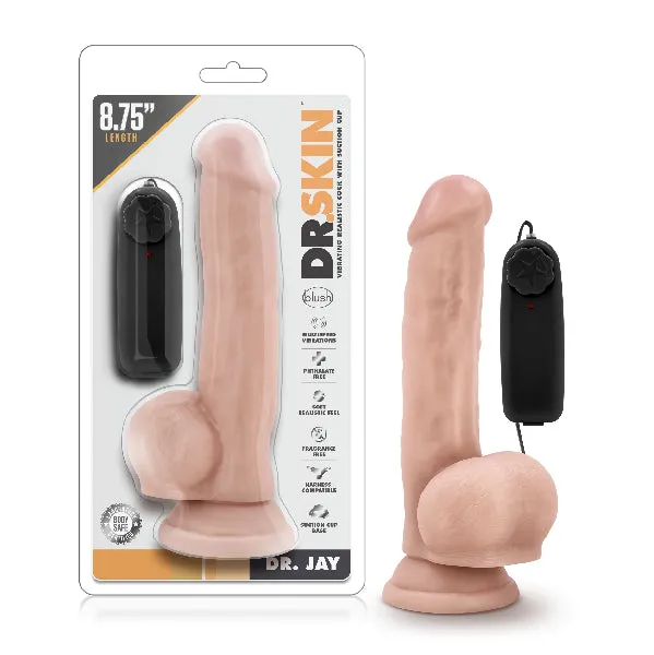 Blush Female Sex Toys Dr Skin Dr Jay 875 Inch Vibrating Cock with Suction Cup Vanilla