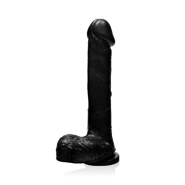 Dildos Cock w Balls and Suction Black 8in Si Novelties