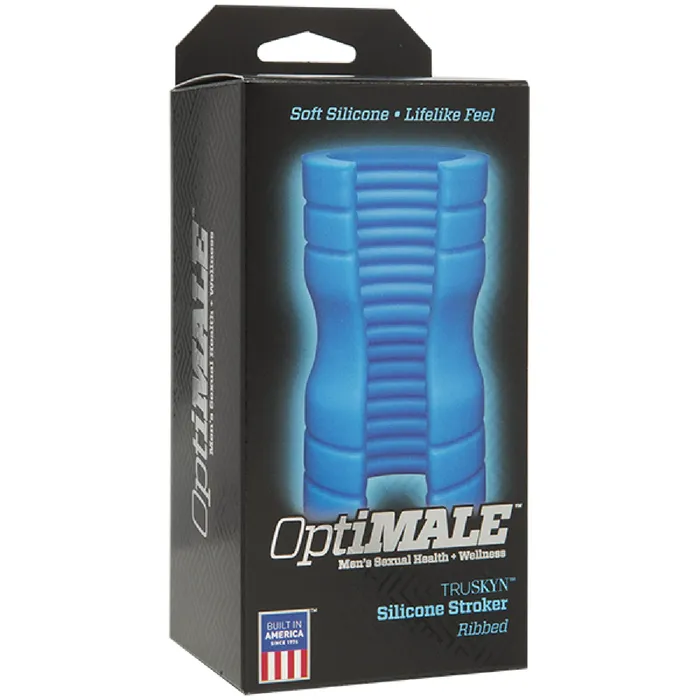 Doc Johnson Male Sex Toys TRUSKYN Silicone Stroker Ribbed Blue