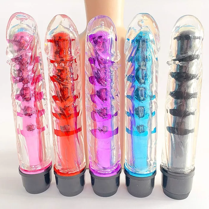 Eccentric Playroom Essentials Female Sex Toys Transparent Dildo Shaped Big Bullet Vibrator