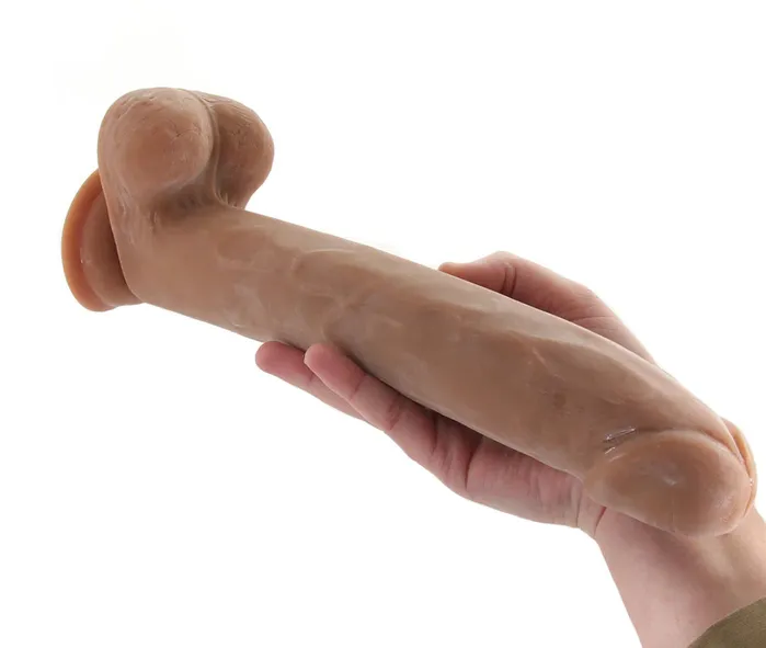 Erotica Adult Toys Dildos Size Queen 10 Inch Dildo in Brown