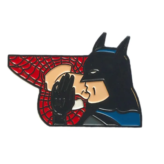 Geeky Kinky Batman Spiderman XO Enamel Pin Geeky Kinky Vibrators