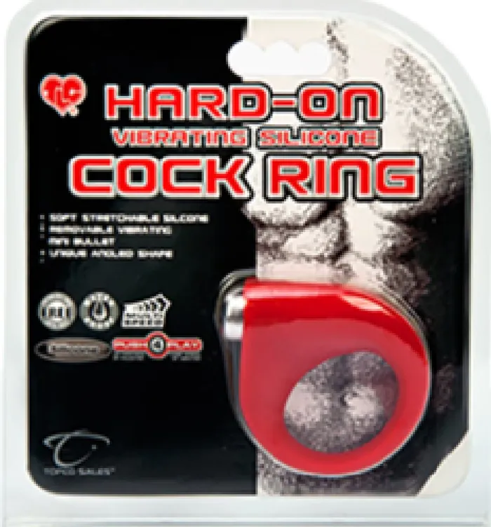 HardOn Vibrating Silicone Cock Ring Red Sex Toy Adult Pleasure Topco Sales Couples