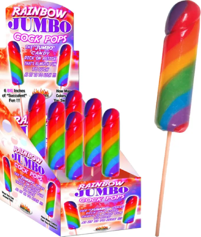 Hott Products Unlimited Jumbo Rainbow Cock Pops 6 X Display Dildos