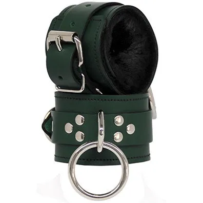 Kookie Intl Green Leather Black Fleece Restraints Restraints