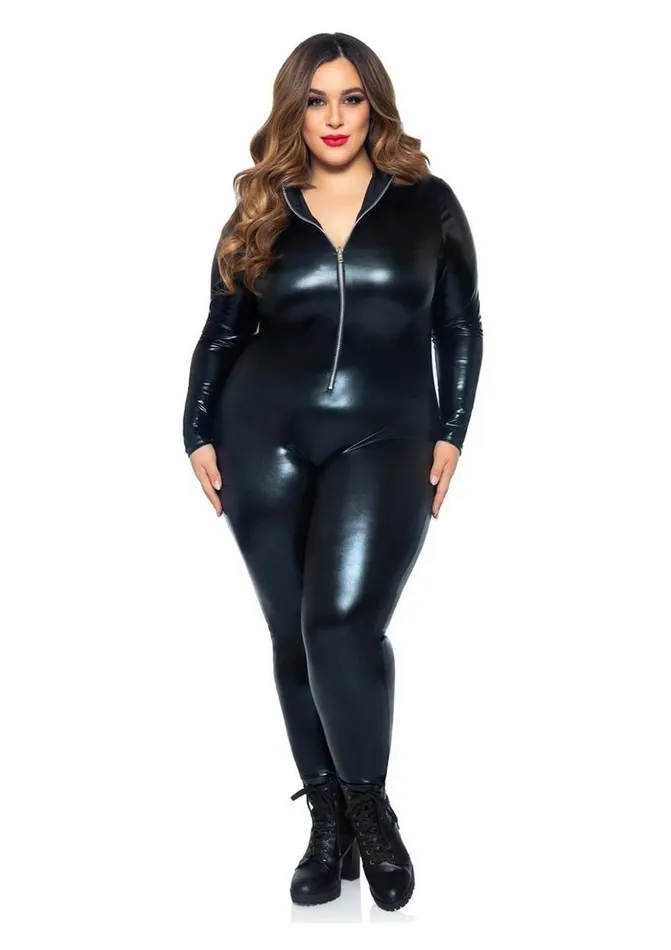 Leg Avenue Vibrators Lam Zipper Front Catsuit