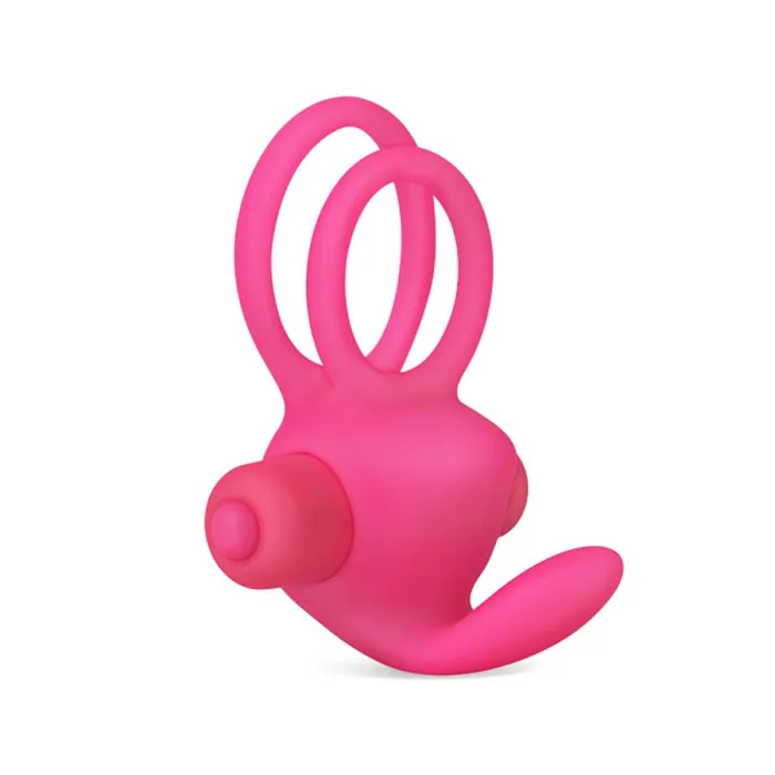 Lovetoy Vibrators Power Clit Duo Silicone Cockring Pink