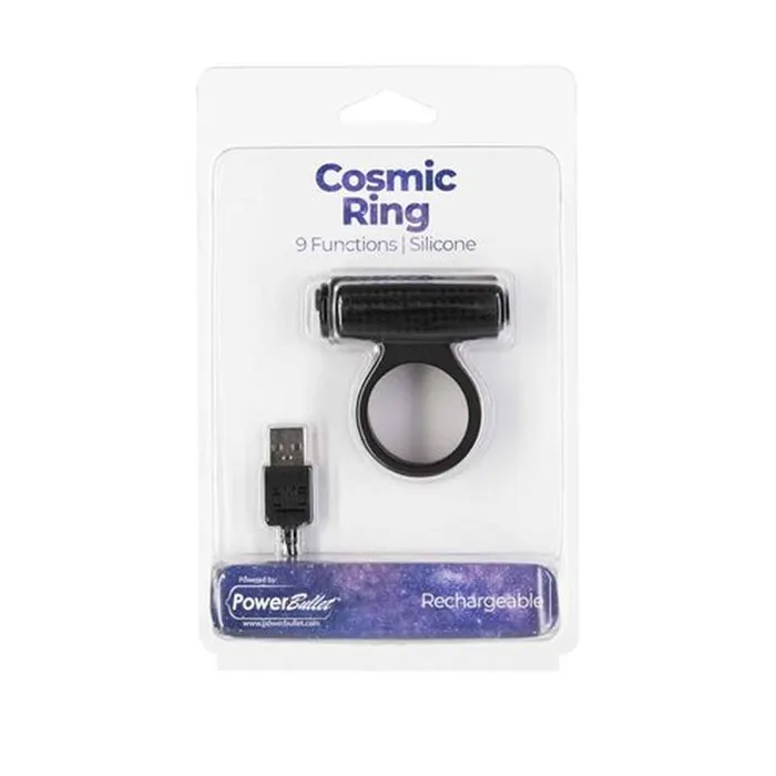 PowerBullet Male Sex Toys Power bullet Cosmic Cock Ring w Bullet Black