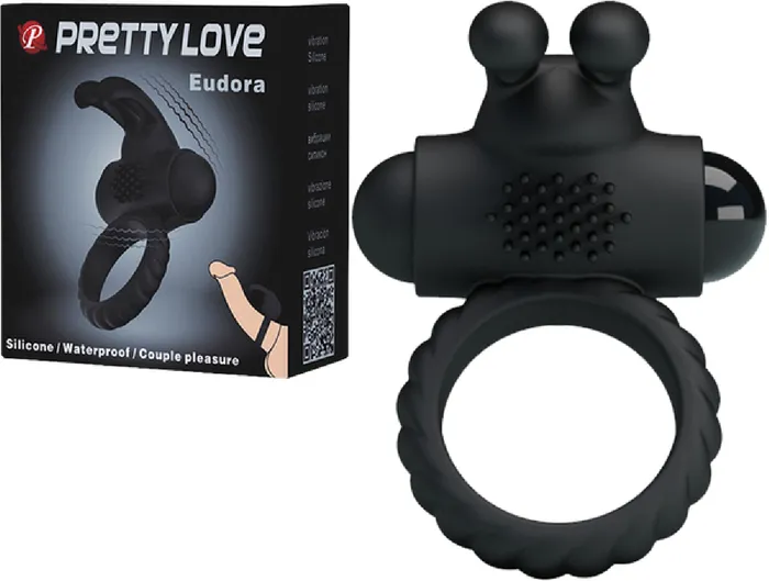 Pretty Love Eudora Cockring Black Sex Toy Adult Pleasure Vibrators