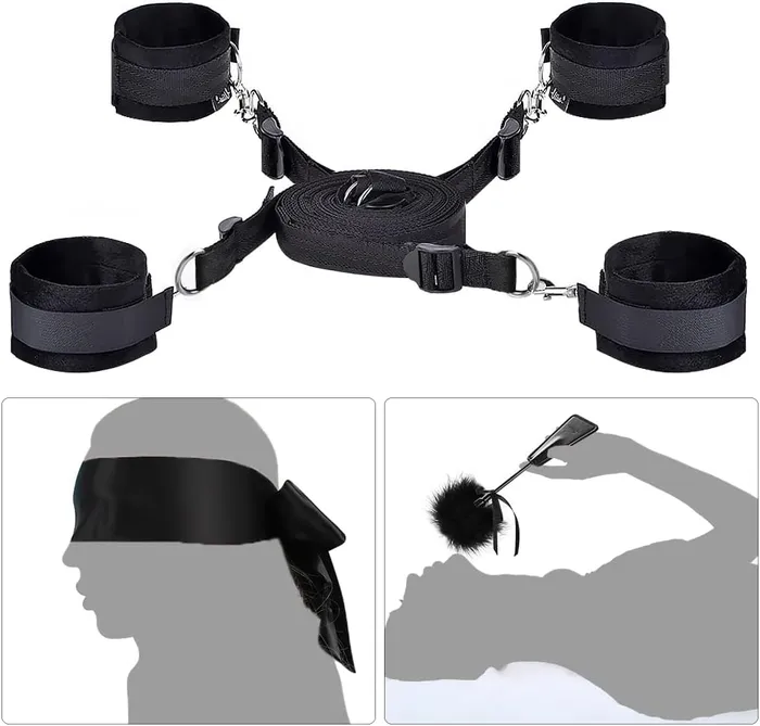 Sex Bondage BDSM Kit UTIMI Restraints Set Sex Toys with Hand Cuffs Ankle Cuff Bondage Collection Blindfold Tickler Included mksex Couples