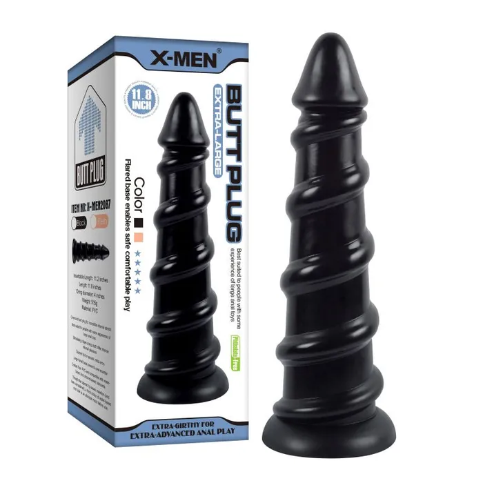 Spiral Cone Butt Plug Black XMEN Anal