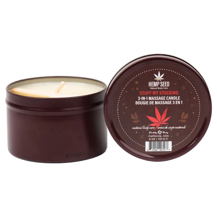 Earthly Body Female Sex Toys Hemp Seed 3In1 Massage Candle Stuff My Stocking Pomegranate Charred Firewood Brown Sugar 170 g