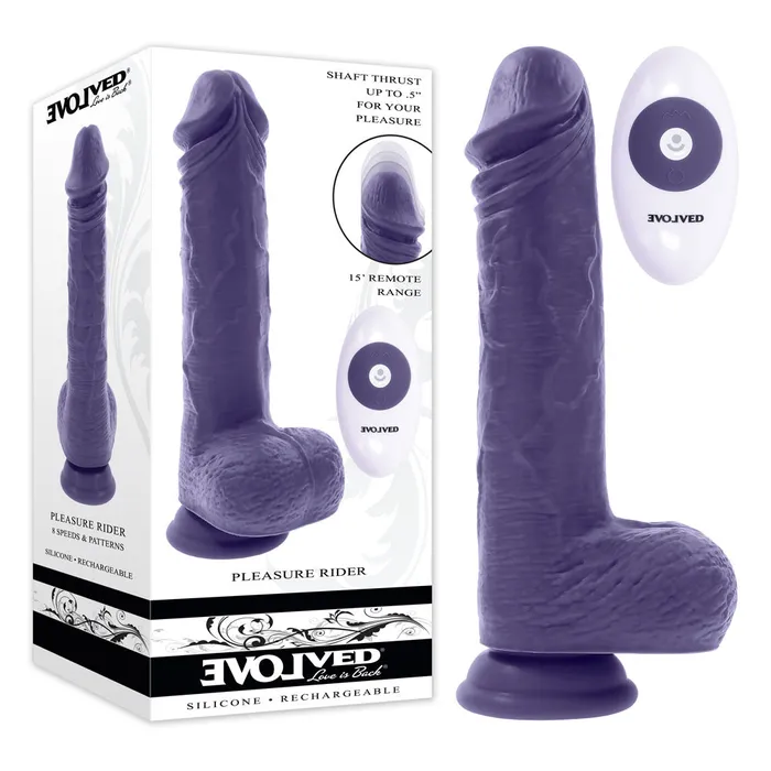 Evolved Female Sex Toys Evolved PLEASURE RIDER 222 cm USB Rechargeable Vibrating Thrusting Dong with Remote