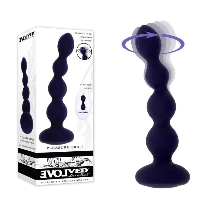 Evolved Male Sex Toys Evolved PLEASURE ORBIT Navy 178 cm USB Rechargeable Twirling Vibrating Anal Beads with Remote